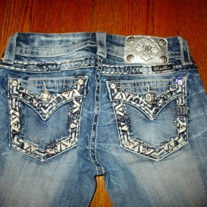 MISS ME Signature Crop Embellished Faux Flap Jeans